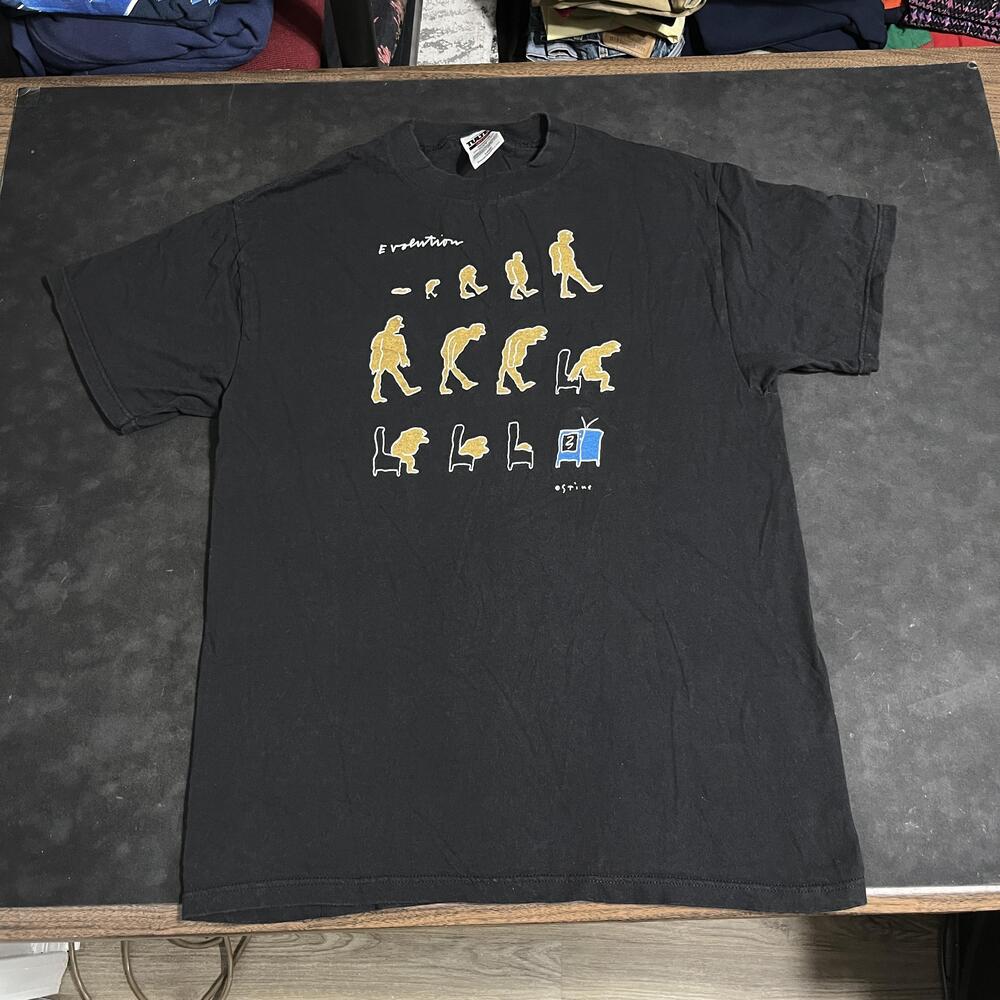 Art History Evolution Of Man TV Shirt Picasso 90s Comic Funny Graphic Tee Stine